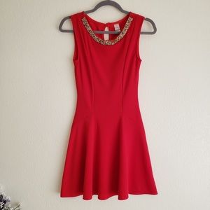 Red Jeweled Neck Dress
